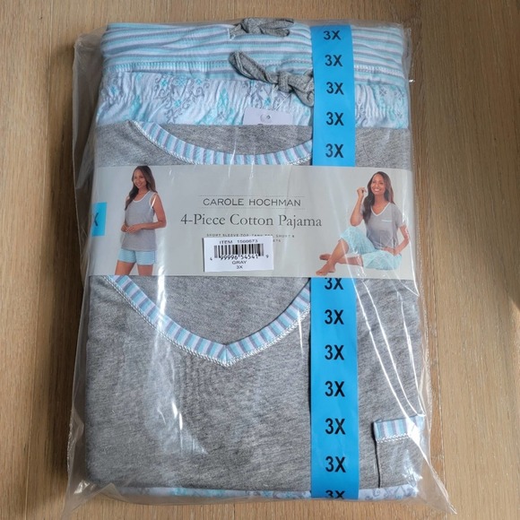 🛑 2 / $40 Sale! Carole Hochman Ladies' 4-piece Plus Pajama Set 3X NWT - Picture 6 of 9
